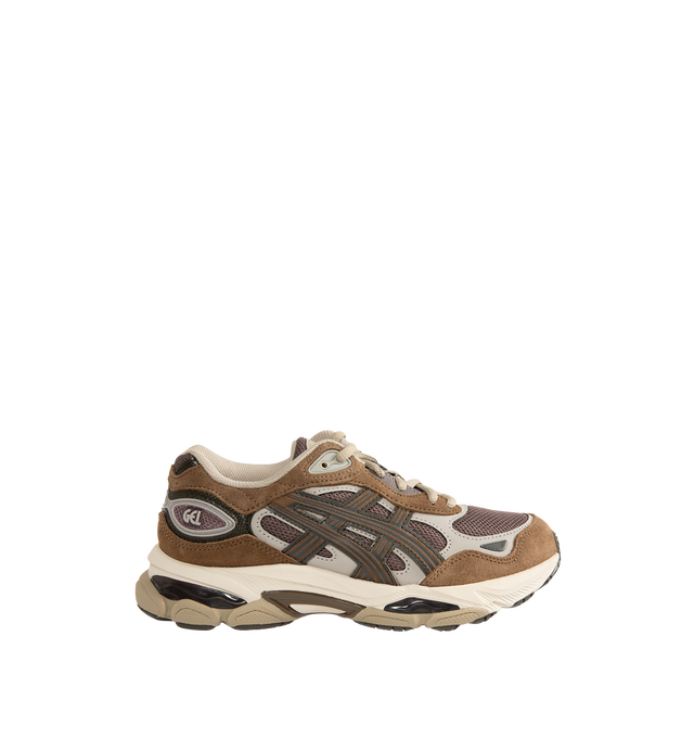 Image 1 of 5 - BROWN - ASICS GEL-NYC 2.0 Sneaker featuring suede overlays, rearfoot and forefoot GEL technology, shock-attenuating material placed in the midsole of the shoe for cushioning and shock absorption, FF BLAST PLUS cushioning, TPU TRUSSTIC technology, walking-specific flex grooves to support natural movement and smooth heel to toe transition, angled heel softens heel contact with the ground and facilitates more natural heel to toe transitions.