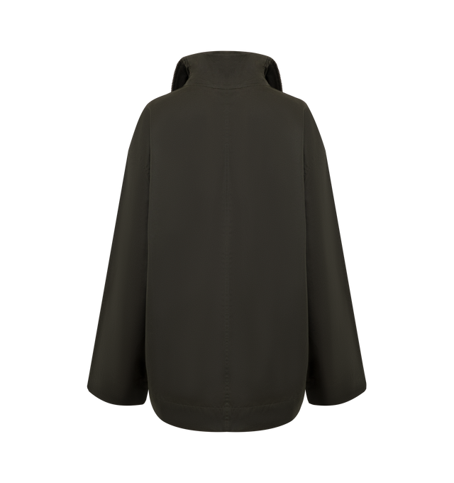 Image 2 of 3 - GREEN - TOTEME Zipped Country Jacket featuring a water-repellent waxed cotton, funnel neck lined with corduroy, two-way front-zip closure, front welt pockets and partially lined. 100% organic cotton.