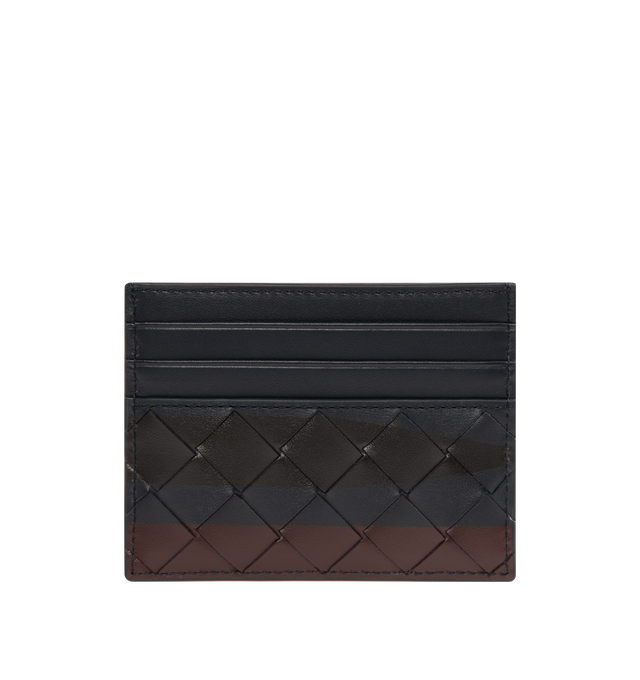 Image 1 of 3 - MULTI - BOTTEGA VENETA Intrecciato Credit Card Case featuring an airbrushed tri-color pattern, intrecciato calfskin leather with a pattern print, six card slots and one central pocket. Lining: calfskin. Made in Italy.
