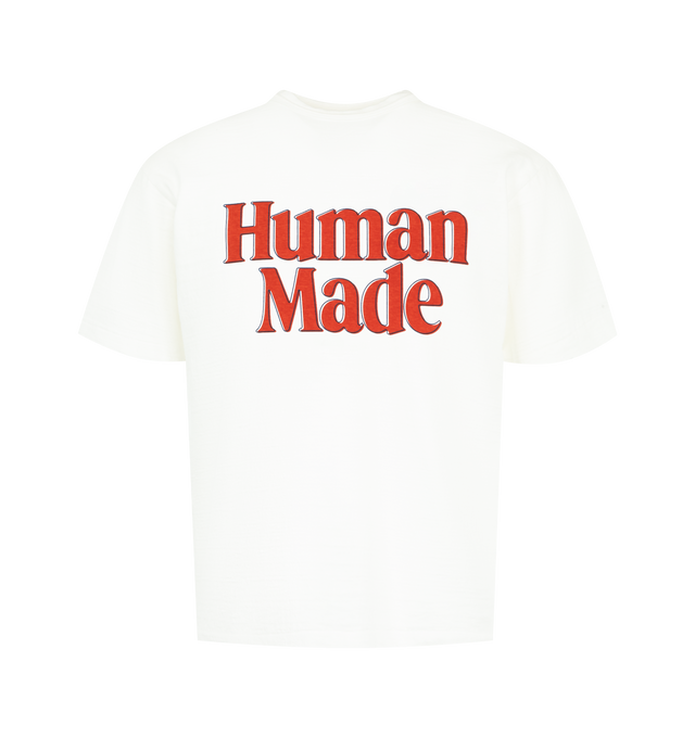 Image 1 of 2 - WHITE - Human Made Mens Graphic T-Shirt is crafted from cotton. Features a crew neckline, short sleeves, brand logo at the front, "DRY ALLS" graphic at the back, seamless rounded body construction, and a double binder neck for enhanced durability. Main Material: 100% Cotton. Made in Japan.