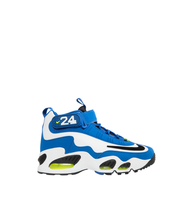 Image 1 of 5 - BLUE - NIKE Air Griffey Max 1 Sneaker featuring synthetic leather and textile, hook-and-loop strap across the ankle, Max Air in the forefoot and heel cushions and pull tabs on tongue and heel.