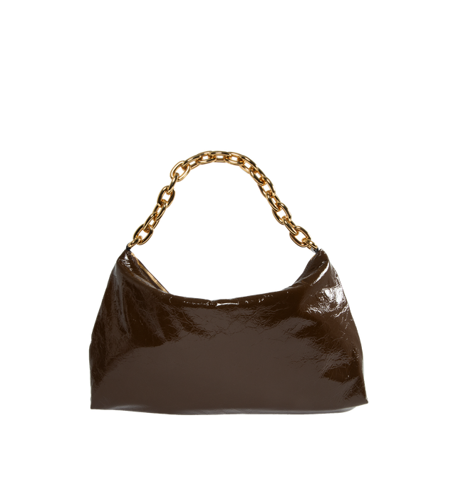 Image 2 of 3 - BROWN - KHAITE Clara Chain Shoulder Bag featuring relaxed shoulder bag silhouette, gold-tone hardware, chain-link shoulder strap and zipper fastening. 16 x 4 x 10.5". 100% calfskin leather. Made in Italy. 