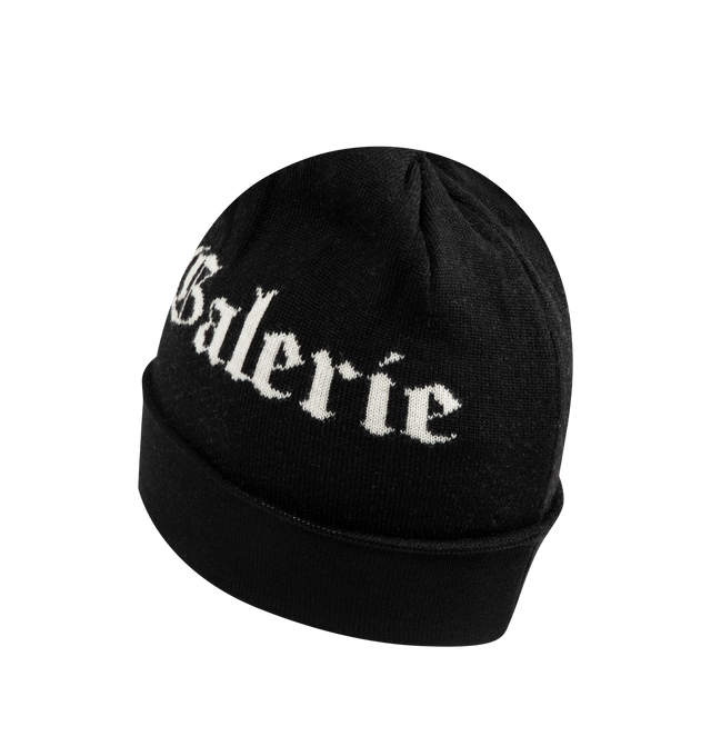 Image 2 of 3 - BLACK - GALLERY DEPT. Barrio Beanie featuring wool knit, French DPT. logotype in old english font and fold up brim. 100% wool. Made in Italy.