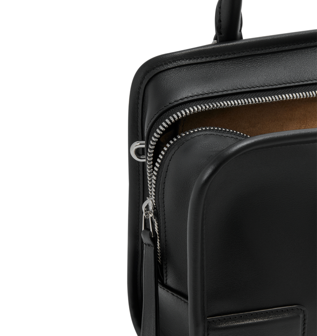 Image 16 of 16 - BLACK - Loewe Small Amazona 180 Bag in leather features a relaxed silhouette anchored by a single toron top handle, designed to be carried open, while a concealed closure secures the main compartment, three carry options: short handle, removable shoulder strap and crossbody, zip closure with two leather zip pullers, two compartments, main compartment closed with magnetic closure, internal flat pocket, left side d-ring for customization, nappa lambskin lining, and embossed double L branding.