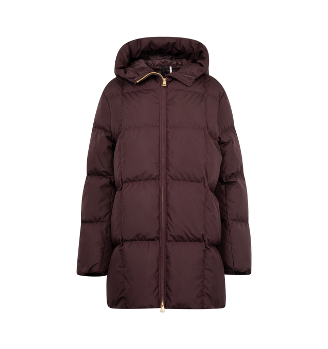 Image 1 of 3 - BROWN - MONCLER Darbon Puffer Jacket featuring zipper closure, pockets with zipper closure, elasticized cuffs, down-filled and hood. 100% polyester. Padding: 90% down, 10% feather.