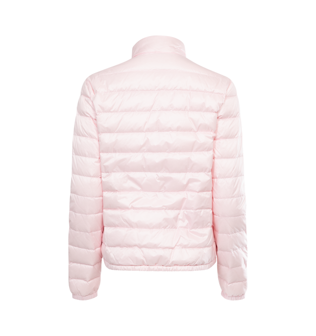 Image 2 of 2 - PINK - MONCLER Lans Short Down Jacket featuring tech fabric with down fill, standup collar featuring snap buttons, zip-up closure, flap pockets and logo patch at sleeve. 100% polyamide/nylon. Padding: 90% down, 10% feather. Made in Armenia. 