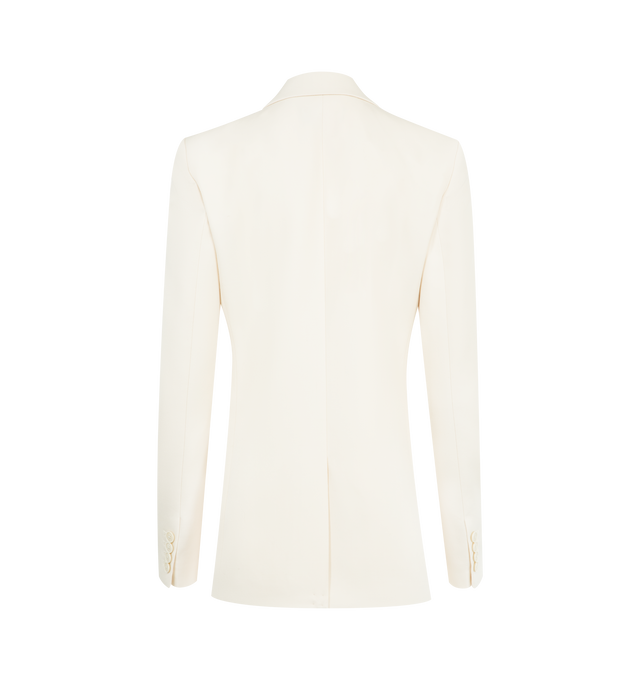 Image 2 of 2 - WHITE - NILI LOTAN Anabel Tailored Jacket featuring slim body jacket blazer, fitted at the hip, canvas piece interior construction with shoulder pads and structured sleeve head, keyhole detail at lapel, exterior chest pocket and functional front pockets with flaps, horn button at front and buttons at cuff, interior chest pocket, seams for shape, back vent and fully lined. Made in Portugal.