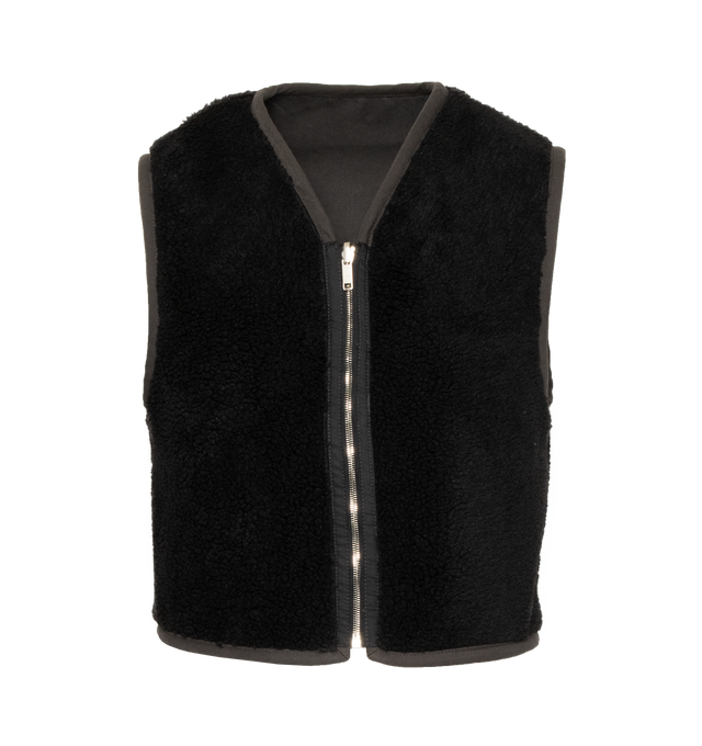 REVERSIBLE MIXED MATERIAL GILET