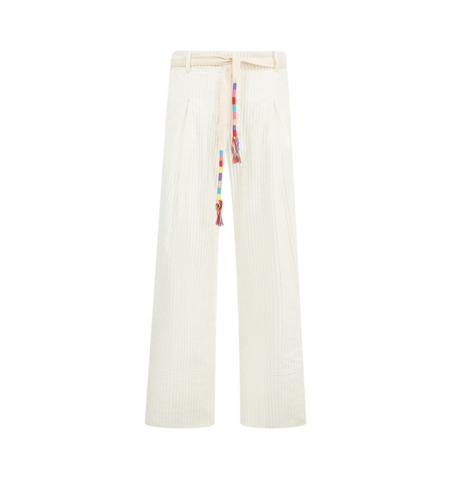 Image 1 of 3 - WHITE - MIRA MIKATI Wide Leg Trousers featuring soft jumbo corduroy, an elasticated back and a single pleat front. 100% cotton.