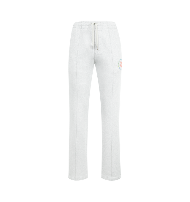 Image 1 of 3 - WHITE - CASABLANCA Dance Joy Pintuck Jogger featuring elasticated waistband with drawstring, two side pockets, single back patch pocket and branding on the front. 100% cotton. Made In Portugal.