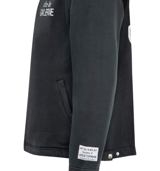 Image 3 of 3 - BLACK - GALLERY DEPT. Montecito Jacket featuring knit fleece, a boxy fit, front zip closure, double welt pockets, FRENCH logotype at the front and enlarged on the back and finished with an adjustable snap button closure at the hem. 100% cotton. Made in Portugal.
