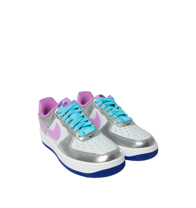 Image 2 of 5 - MULTI - Nike Women's Air Force 1 '07 WNBA Sneakers feature a genuine and synthetic leather upper with textile accents and a perforated toe box for breathable comfort and a timeless look. Celebrating the WNBA with a cosmic-inspired design, these lifestyle sneakers combine lightweight Nike Air cushioning with a durable rubber outsole featuring classic pivot-circle traction for everyday wear. Main Material: Genuine Leather, Synthetic Leather, and Textile. Midsole: Foam with Nike Air Unit. Sole: