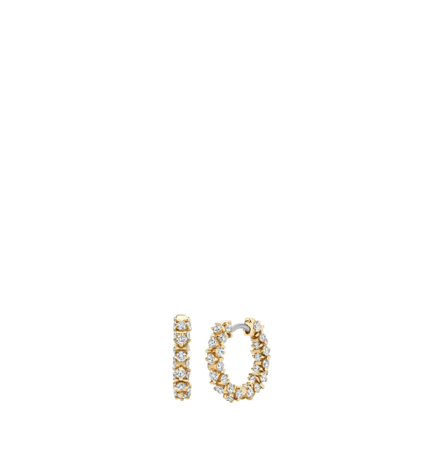 Image 1 of 2 - GOLD - OX Exo Hoops featuring natural diamonds flanked on all four sides and 18K yellow gold. Measurements: 15 mm x 2.8mm. Total Carat Weight: 1.73 tcw. Quality: E/F-VS natural diamonds. Shape: Round Brilliant. Hirshleifers offers a range of initial pieces from this collection in-store. For personal consultation and detailed information about jewelry, please contact our dedicated stylist team at personalshopping@hirshleifers.com.This item may be restricted for online purchase to international