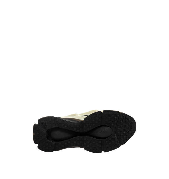 Image 4 of 5 - BLACK - Adidas Mens Megaride Bones x Willy Chavarria Sneakers are crafted from textile, mesh, and synthetic materials. Features a lace-up closure, padded tongue, padded heel, Megaride cushioning system, and textile lining. Upper: Textile, Mesh, and Synthetic; Lining: Textile; Sole: Rubber. Made in China.