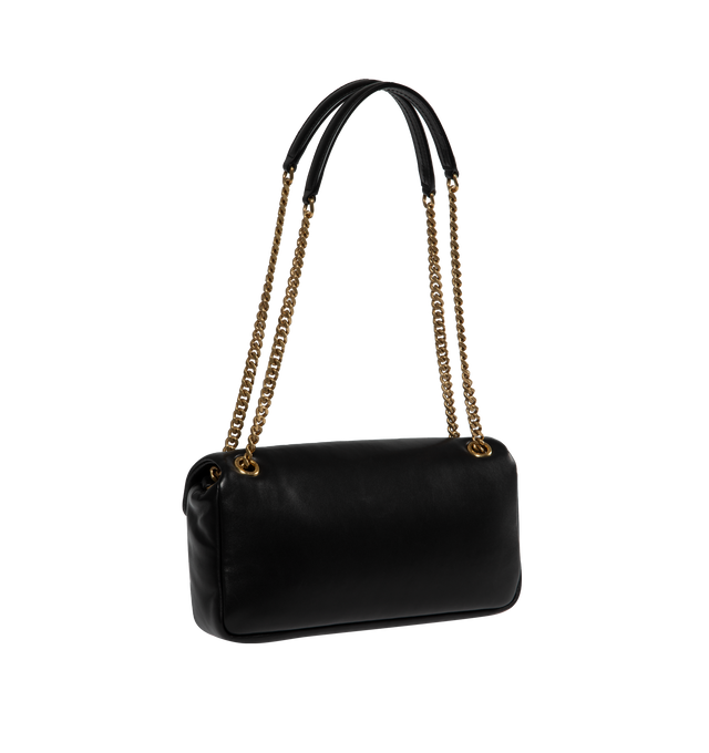 Image 2 of 4 - BLACK - SAINT LAURENT Calypso padded shoulder bag featuring snap button closure and one zip pocket. Chain drop 9.4". Dimensions: 2.8 x 5.5 x 10.6 inches. 100% leather. Made in Italy.  