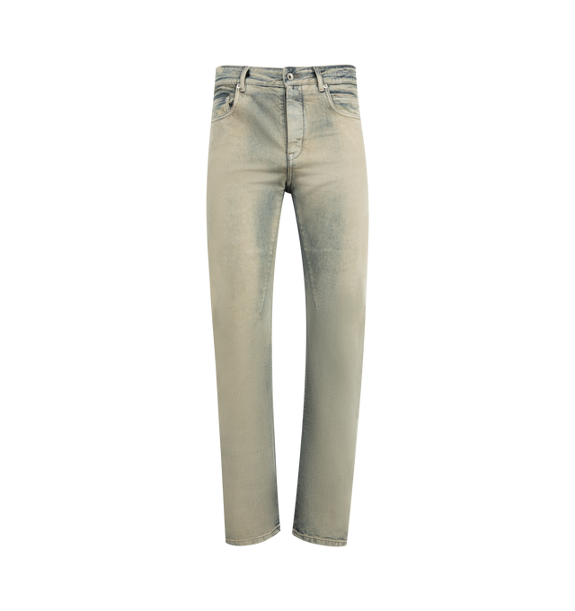 Image 1 of 3 - GREY - DRKSHDW Fog Cut Pant featuring zip fly with button closure, five-pocket style, belt loops and faded throughout. 100% cotton. Made in Italy.