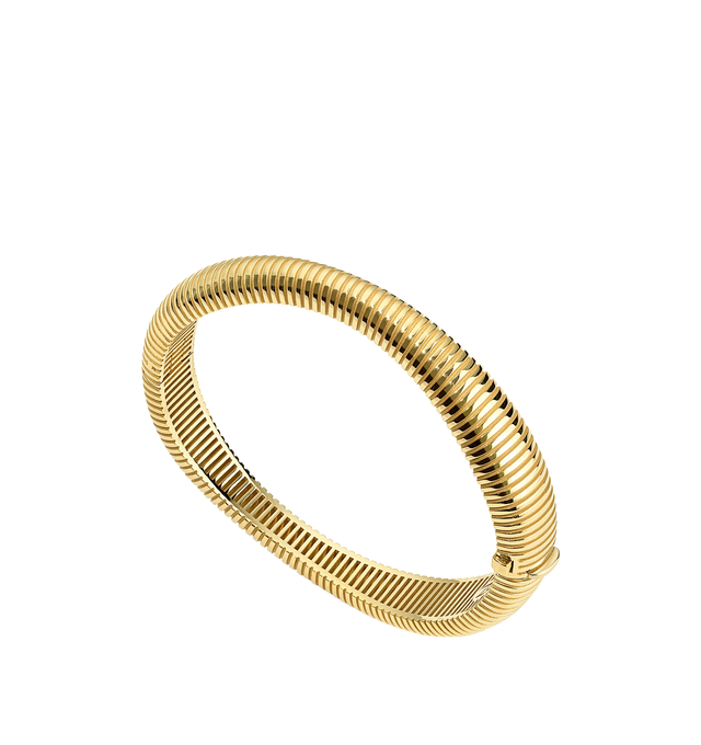 Image 2 of 2 - GOLD - PAMELA ZAMORE Isla Flow Bangle II featuring hand-finished 18K gold, 46g. Width 12 mm to 8 mm. Inner diameter 55mm. Hirshleifers offers a range of pieces from this collection in-store. For personal consultation and detailed information about jewelry, please contact our dedicated stylist team at personalshopping@hirshleifers.com.This item may be restricted for online purchase to international clients. For assistance purchasing this item please contact our dedicated stylist team at perso