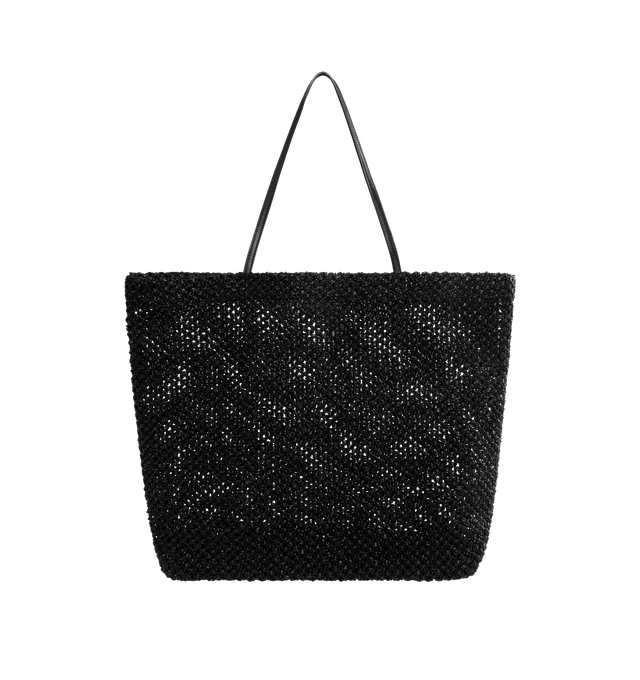Image 1 of 3 - BLACK - THE ROW Barn Tote Bag featuring artisanally-crafted geometric tote bag in natural raffia with two slim leather handles, open top and removable nappa leather zip pouch. 14.57 x 5.91 x 15.75 in. 100% nylon. Made in Italy.