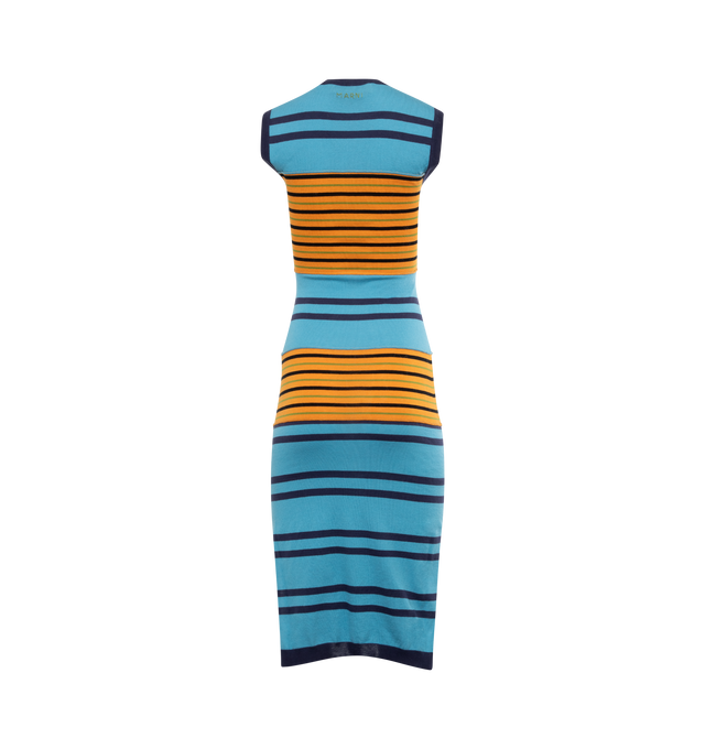 Image 2 of 3 - MULTI - MARNI Striped Dress featuring lightweight knit fabric, pull-on styling, midi length and unlined. 85% cotton, 15% cashmere. Made in Romania. 