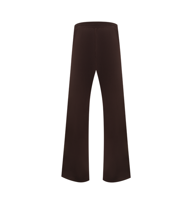 Image 2 of 3 - BROWN - MARTINE ROSE Wide Leg Track Pants featuring fleece track pants, concealed drawstring at elasticized waistband, two-pocket styling, logo embroidered at front and stripe appliqus and piping at outseams. 100% polyester. Made in Portugal.