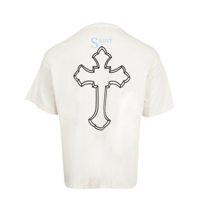 Image 2 of 2 - WHITE - SAINT MICHAEL 2 Pac Tee featuring crew neck, short sleeves, relaxed fit and graphic print on front and back. 100% cotton.