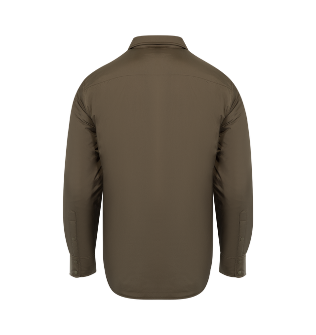 Image 2 of 3 - GREEN - ASPESI Camicia 13 Piu Shirt featuring long-sleeved shirt made of lightweight, soft nylon and lined in the same fabric, padded with compact Thermore wadding, a front button fastening, two chest patch pockets with flap and button, and two inserted side pockets. 100% nylon.