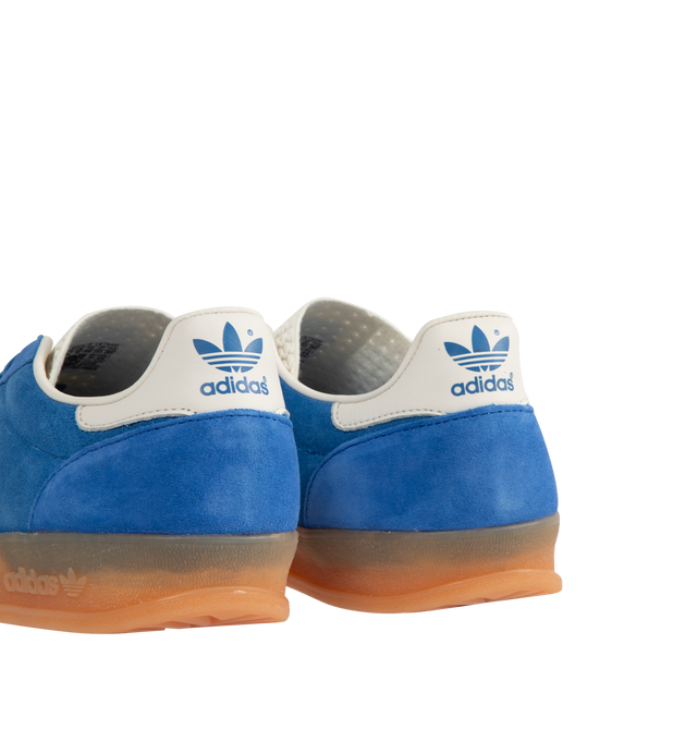 Image 3 of 5 - BLUE - Adidas Gazelle Indoor Pro Sneakers are a lace-up style with suede uppers, leather stripes, and gummed rubber soles.
