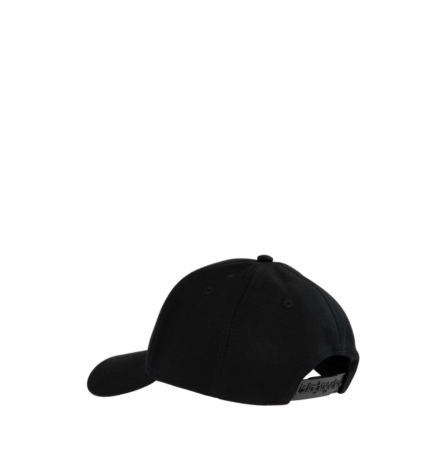 Image 2 of 2 - BLACK - PALM ANGELS Burning Monogram Cap featuring embroidered logo, six-panel construction, eyelet vents and adjustable strap to the rear. 100% cotton. 