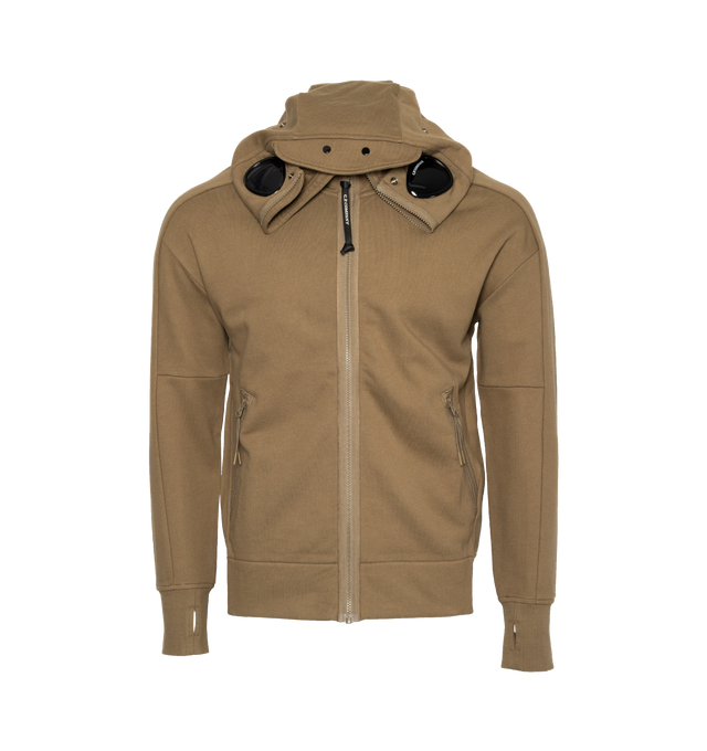 DIAGONAL RAISED FLEECE ZIPPED GOGGLE HOODIE (MENS)