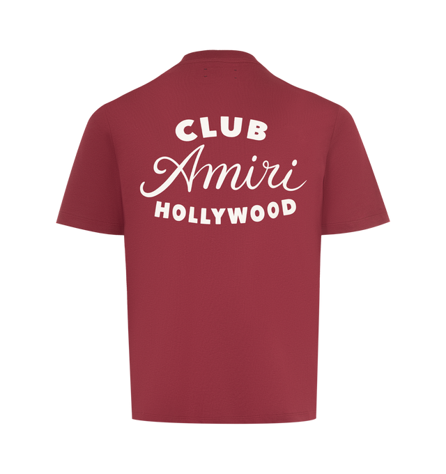Image 2 of 2 - RED - AMIRI Club Amiri Tee featuring pull-on styling, crewneck, logo on front and back and short sleeves. 100% cotton. Made in Italy.