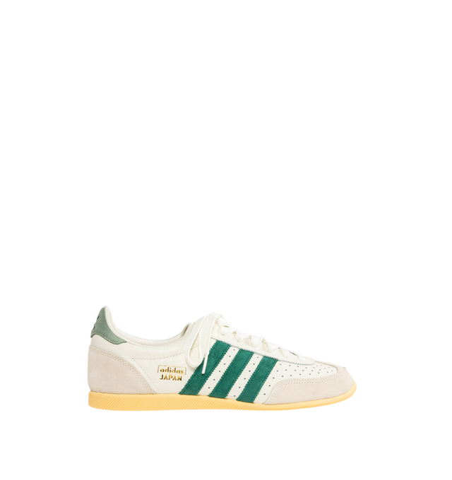 Image 1 of 5 - WHITE - ADIDAS Japan Shoe featuring regular fit, lace closure, tumbled perforated leather upper, textile lining and rubber outsole.