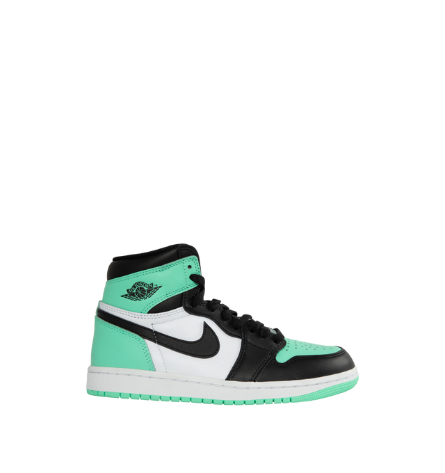 Image 1 of 5 - GREEN - Air Jordan 1 Retro High OG "Green Glow" classic sneaker crafted from premium materials in a fresh mint green color. Leather upper offers durability and structure.Encapsulated Air-Sole units provide lightweight cushioning. Solid rubber outsoles give you traction on a variety of surfaces. Signature Wings logo stamped on collarStitched-down Swoosh logo.