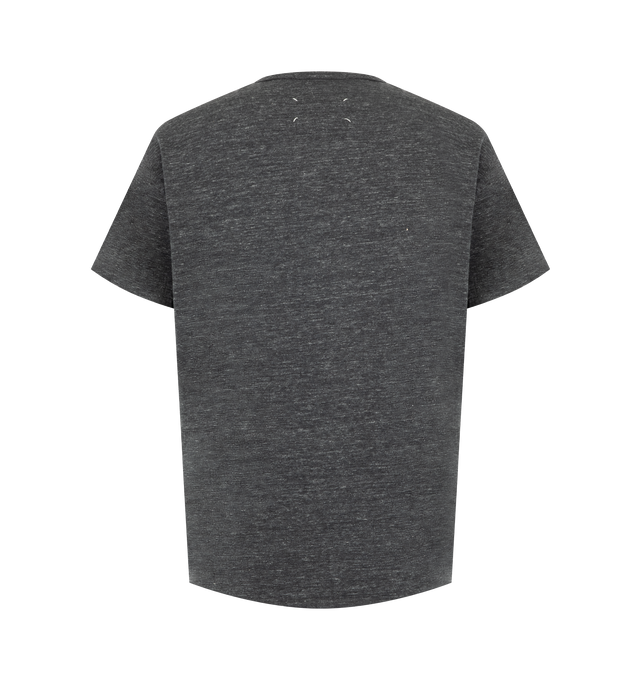 Image 2 of 2 - GREY - Maison Margiela Men's Graphic Cotton T-Shirt is crafted from cotton and features a classic crew neckline, drop shoulders, short sleeves, a tonal bird motif screen print inspired by the Artisanal 2025 collection, and the signature four white stitches at the back. This designer graphic T-shirt combines contemporary artistry with Maison Margiela's signature detailing for elevated everyday wear. Main Material: 100% Cotton. Made in Italy.