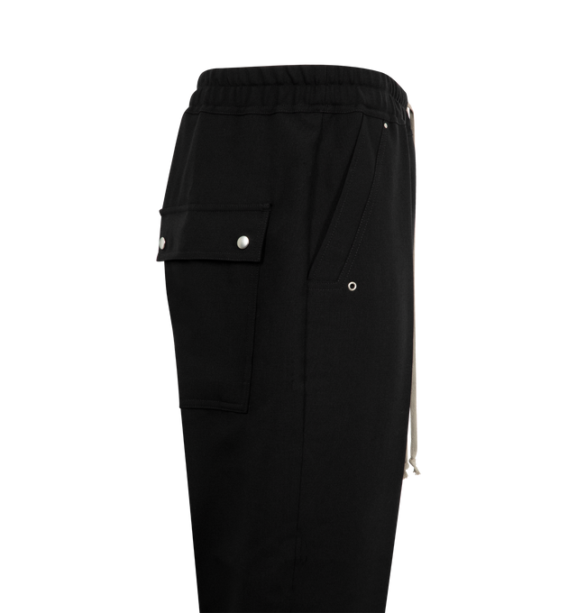 Image 3 of 3 - BLACK - RICK OWENS Bela Pants featuring an exposed front zipper, eyelet and rivet details at its side pockets and a drawstring at the waist. 97% cotton, 3% elastane.
