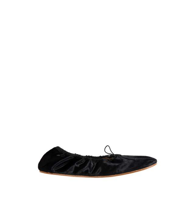 Image 1 of 4 - BLACK - THE ROW Round Ballet Flat featuring slip-on styling, almond toe, smooth nappa upper with cow leather sole and goat leather lining. Made in Italy.