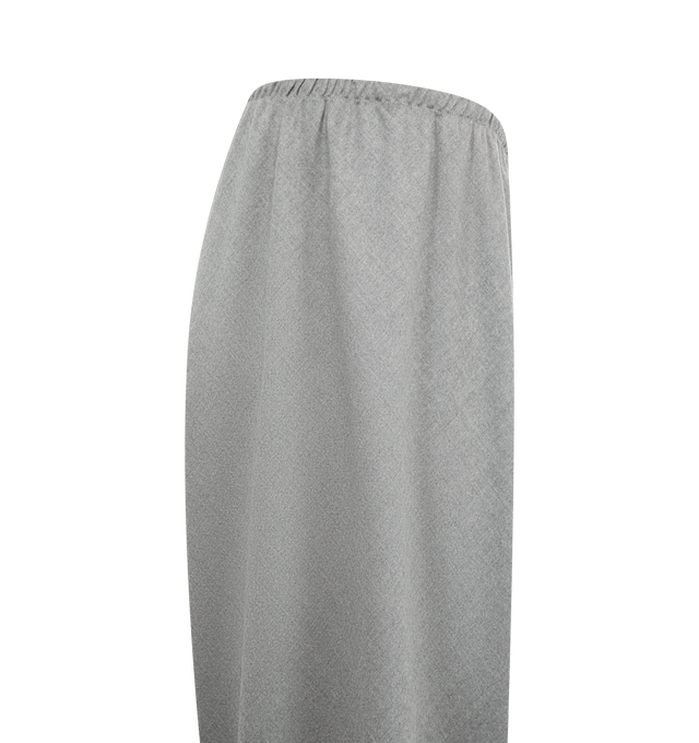 Image 3 of 3 - GREY - THE ROW Gala Pant featuring bias-cut pant in virgin wool flannel with slim gathered elastic waistband and wide leg. 100% wool. Lined in 100% silk. Made in Italy.