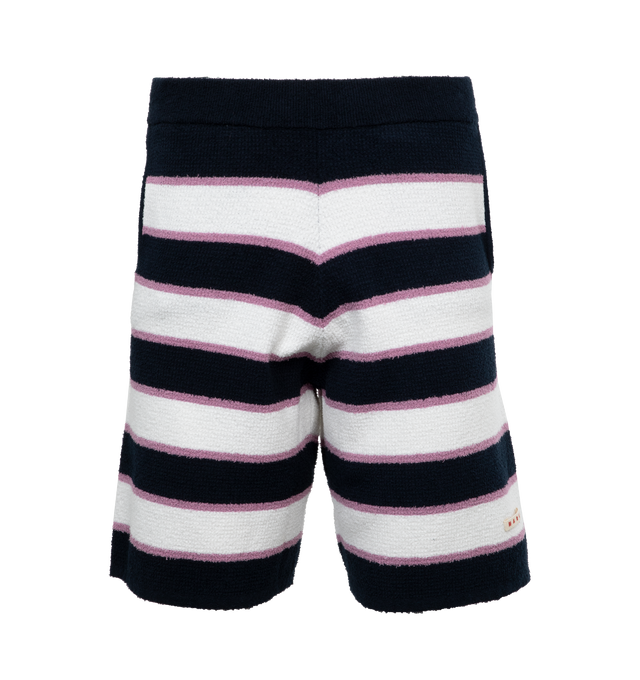 Image 1 of 4 - MULTI - MARNI Striped Shorts featuring side slit pockets, elastic waist, stripes throughout and logo at leg. 100% cotton. 