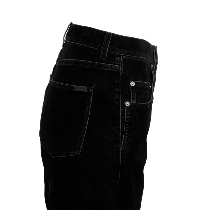 Image 3 of 3 - BLACK - SAINT LAURENT Maxi Long Extreme Baggy Jean featuring high waist, 5 pocket style, wide leg fit, zip fly with button closure and waistband with belt loops. Made in Italy.  