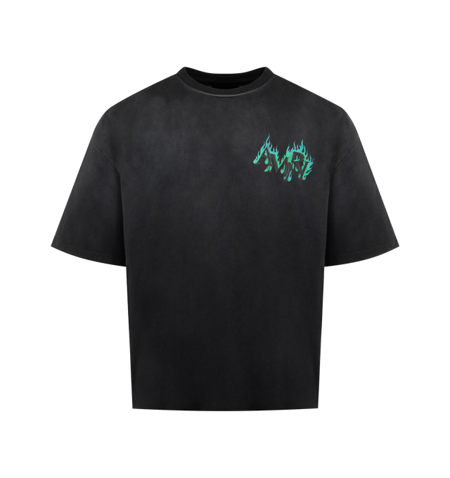 Image 1 of 2 - BLACK - AMIRI Flames Tee featuring front graphic logo detail, back logo, lightweight jersey fabric, crew neck and short sleeves. 100% cotton. Made in Italy.