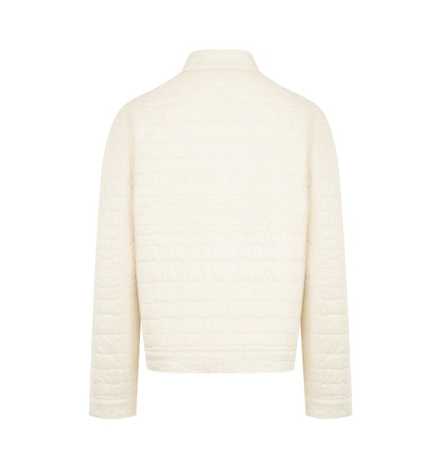 Image 2 of 3 - WHITE - MONCLER Aubrieta Geometric-Quilted Short Down Jacket featuring water-repellent main fabric, longue saison lining, down-filled, zipper and snap button closure, zipped pockets and leather logo patch. 100% polyamide/nylon. Padding: 90% down, 10% feather.