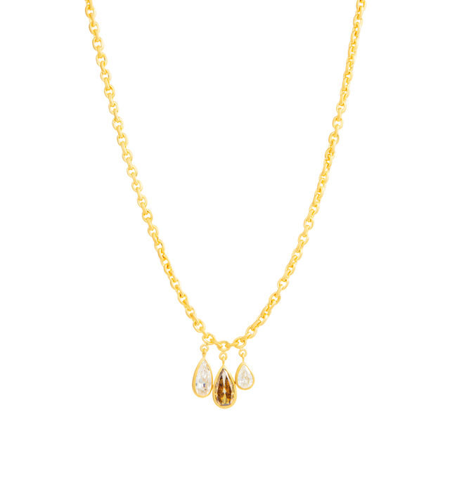 Image 1 of 2 - GOLD - DARIUS JEWELS Three Stone Necklace featuring 17 Triple Pear Diamond Gem Drop Fairy Chain necklace in 18K Fairmined Yellow Gold. Hirshleifers offers a range of initial pieces from this collection in-store. For personal consultation and detailed information about jewelry, please contact our dedicated stylist team at personalshopping@hirshleifers.com. This item may be restricted for online purchase to international clients. For assistance purchasing this item please contact our dedicated
