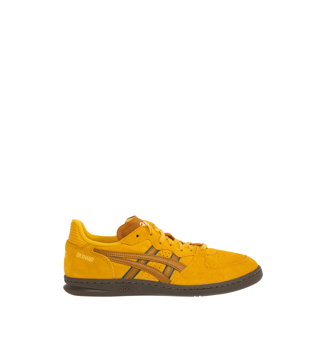 Image 1 of 5 - YELLOW - ASICS Skyhand OG Sneaker featuring minimalistic suede paneling, FLYTEFOAM PROPEL cushioning, EVA heel wedge and gum outsole.
