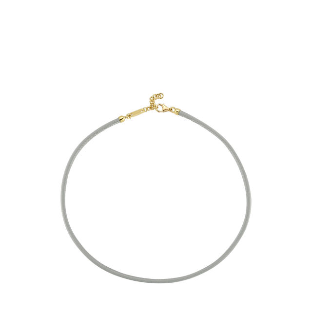 Image 1 of 1 - GOLD - JEMMA WYNNE Love Notes Leather Cord Choker Necklace featuring 18k yellow gold, 3mm genuine leather cord and adjustable 14"-16" length. Hirshleifers offers a range of initial pieces from this collection in-store. For personal consultation and detailed information about jewelry, please contact our dedicated stylist team at personalshopping@hirshleifers.com.