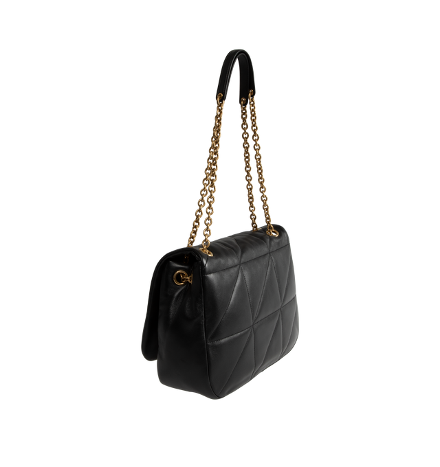 Image 2 of 4 - BLACK - Saint Laurent Medium Jamie 4.3 bag crafted from soft nappa lambskin leather decorated with carre rive gauche quilted top-stitching. This lightweight, compact bag features an adjustable sliding strap for bespoke carry options, organic cotton lining, bronze-toned hardware and flap closure. Measures 11.4" inches wide x 8.3 inches high x 23.5 inches deep with 1119.7 inch strap drop. Made in Italy.