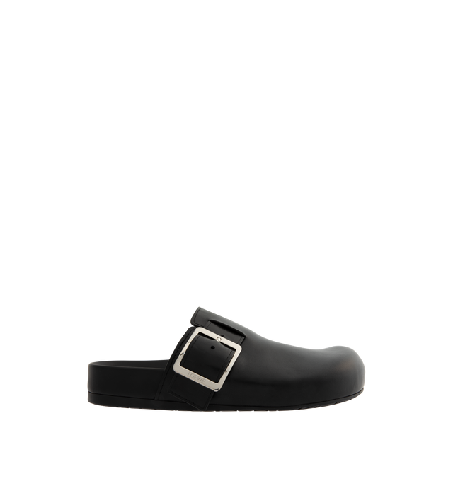 Image 1 of 4 - BLACK - LOEWE Ease Buckle Mule featuring the signature LOEWE square buckle, 25mm heel, embossed LOEWE on the buckle, moulded ergonomic fussbett in leather and embossed Anagram rubber outsole. Calfskin.