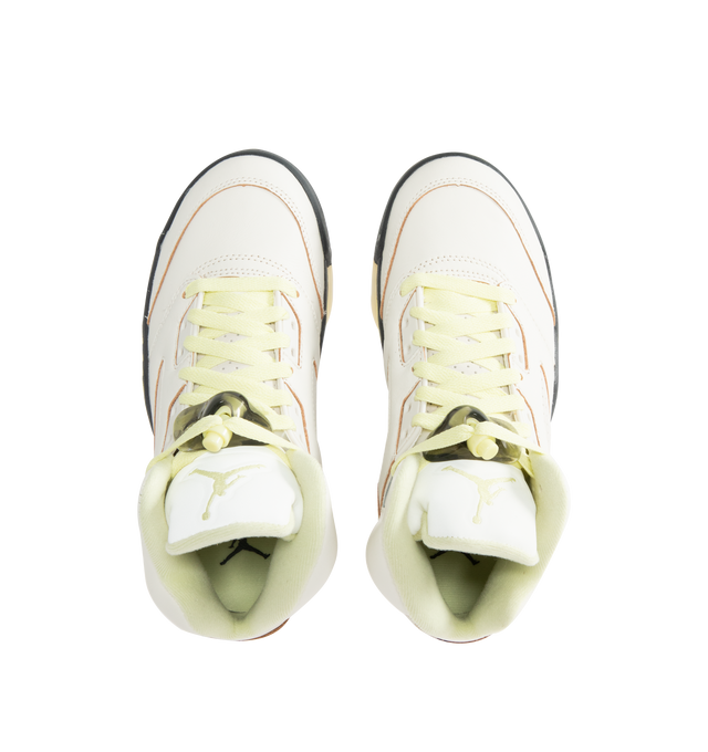 Image 5 of 5 - WHITE - JORDAN Air Jordan 5 Retro Sneaker featuring real and synthetic leather, plush and comfortable, Max Air cushioning, soft foam midsole for lightweight cushioning, rubber outsole and reflective details.
