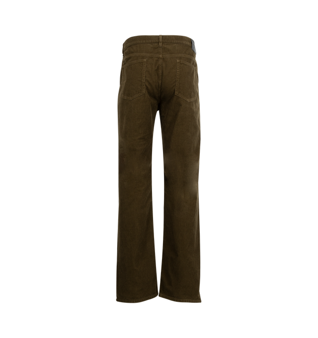 Image 2 of 3 - GREEN - SAINT LAURENT Lou Jeans in corduroy featuring mid-rise, five-pockets pants made with certified cotton, straight leg and zip fly. 100% cotton. Made in Italy.