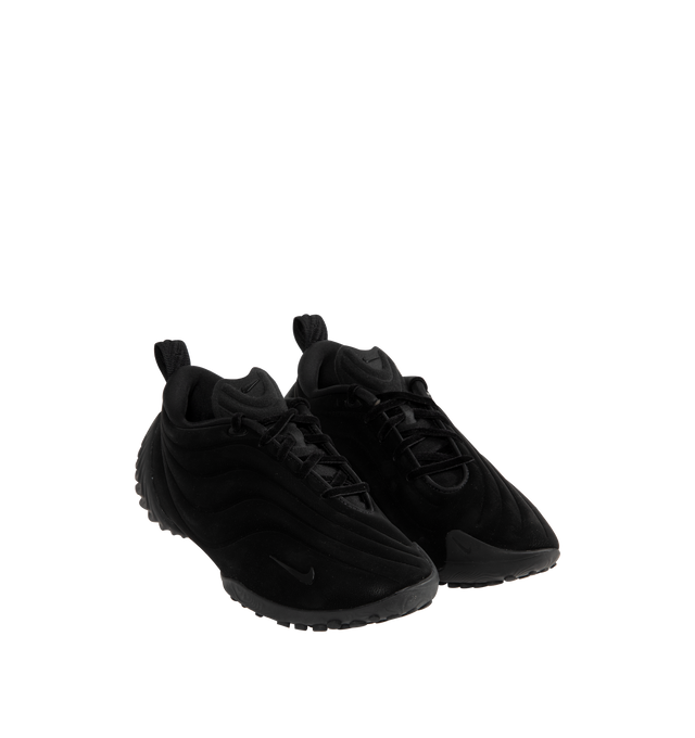 Image 2 of 5 - BLACK - NIKE Astra Ultra Sneaker featuring luxe upper with rippling design lines, sleek, low-profile silhouette, asymmetrical velvet laces, rounded toe, heel pull tab and rubber outsole.