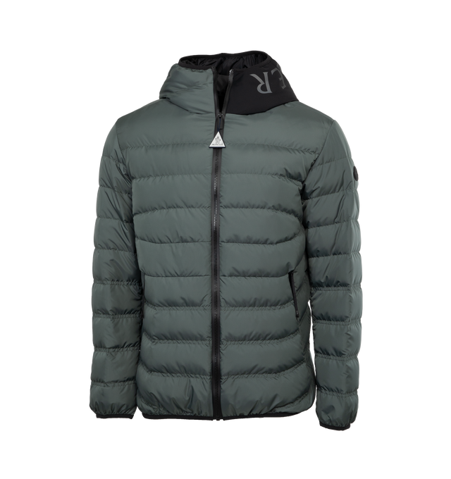 Image 1 of 3 - GREY - MONCLER VERNASCA JACKET is a short puffer that is crafted from an ultra-lightweight nylon fabric notable for excellent water-repellent properties. The jacket is embellished with discrete logo lettering on the hood. Regular fit, fitted shoulders and chest with a boxy waistline. EXTERIOR: 100% Polyester LINING: 100% Polyester PADDING: 90% Down, 10% Feather 1 MATERIAL: 80% Polyamide / Nylon, 20% Elastane / Spandex 