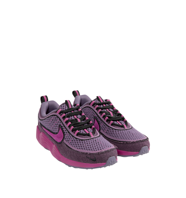 Image 2 of 5 - PINK - NIKE Air Zoom Spiridon Sneaker featuring lace up closure, breathable upper combines mesh and textile for a lightweight, layered look, Air Zoom cushioning, foam midsole and rubber outsole.